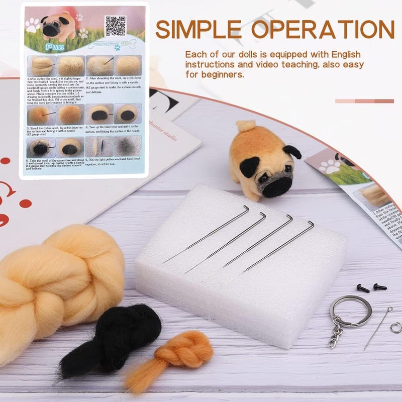 QMNNMA Needle Felting Kits, Needle Felting Supplies Kits with Tools, Animals Needle Felting Set with Foam Mat, Felting Kit for DIY Handcraft and Craft Project - Image 3